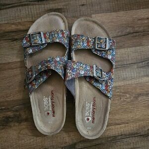 Bobs from‎ Skechers Platform Bohemian Dog Print Double Buckle Sandals Sz 10